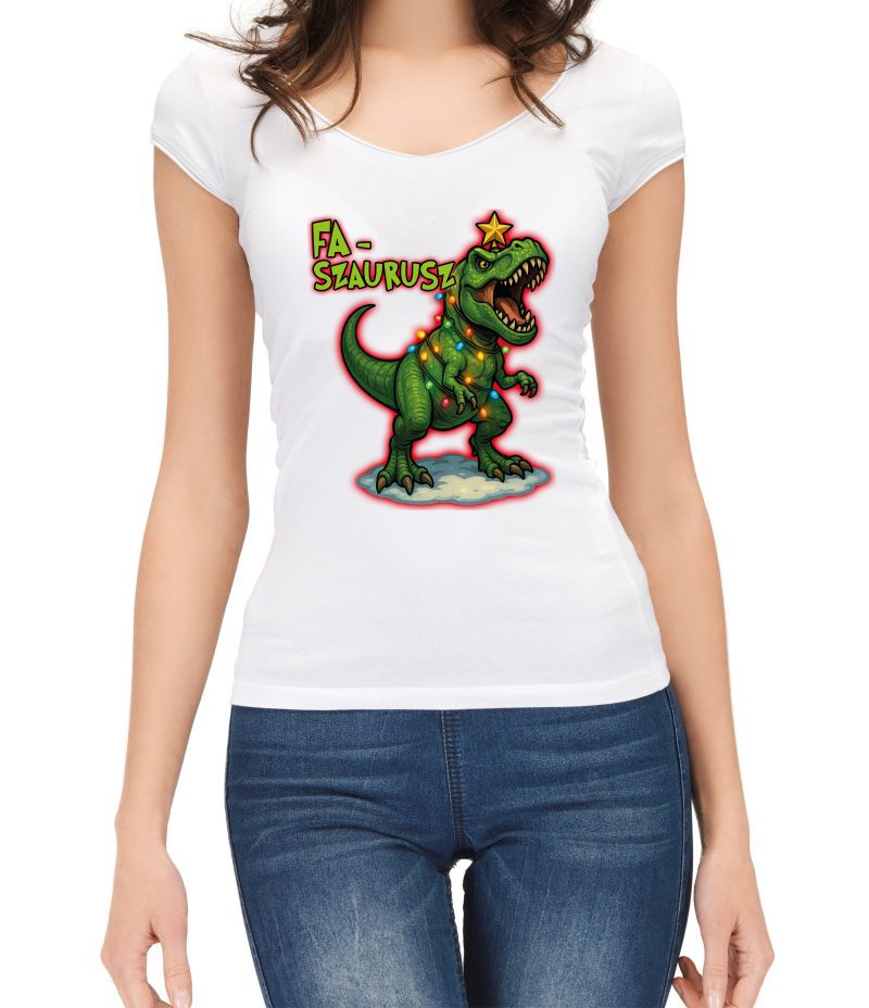 FA-SZAURUSZ - női V nyakú
