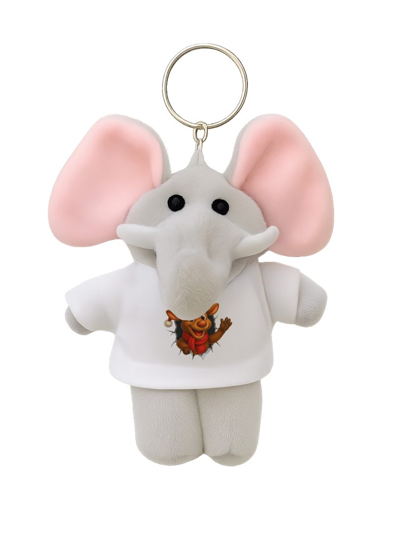 Szarvas plüss elefánt kulcstartó
