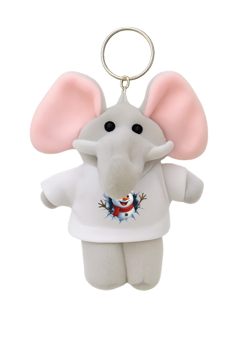 Hóember plüss elefánt kulcstartó