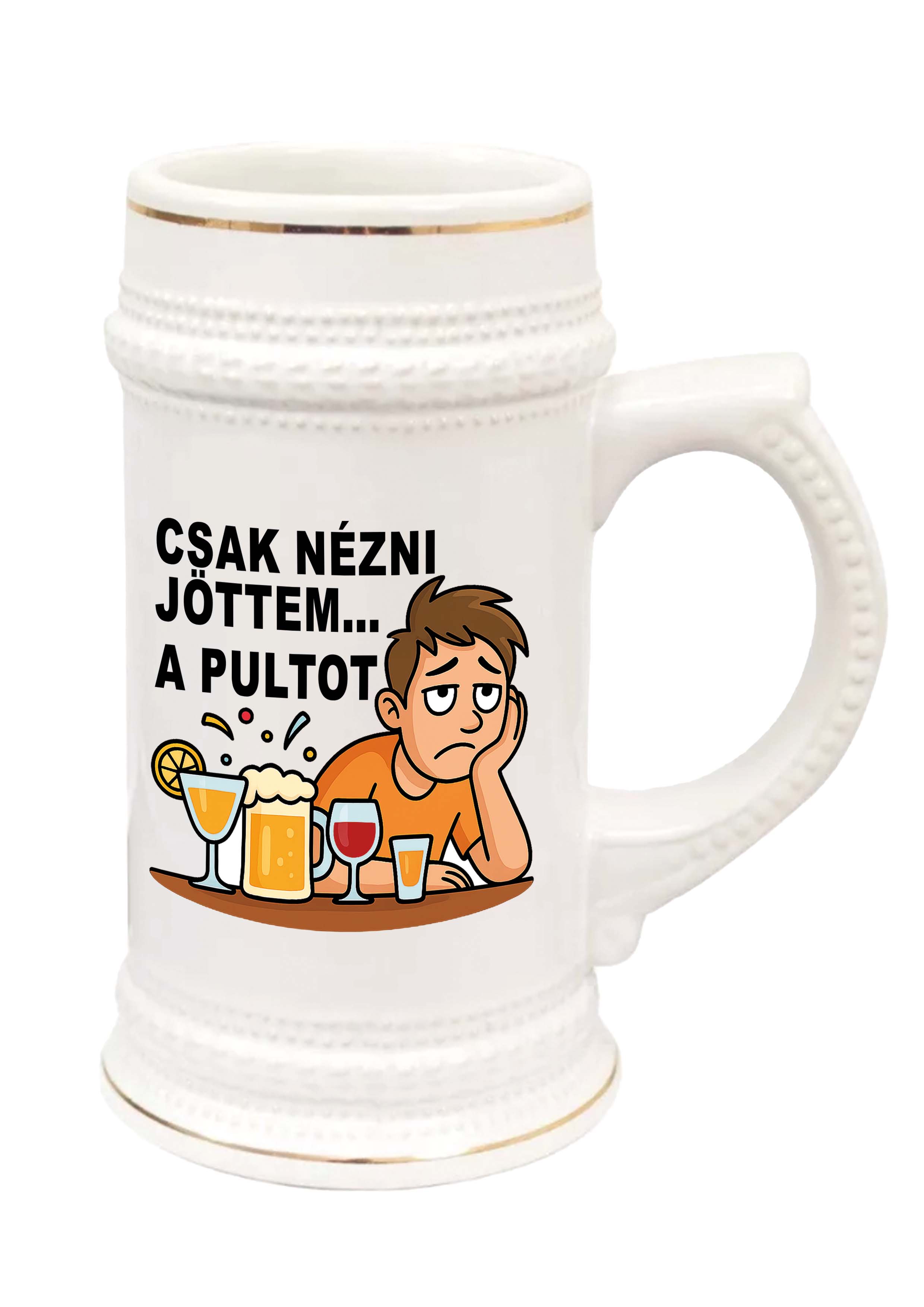 Csak nézni jöttem... a pultot kerámia söröskorsó aranyszéllel