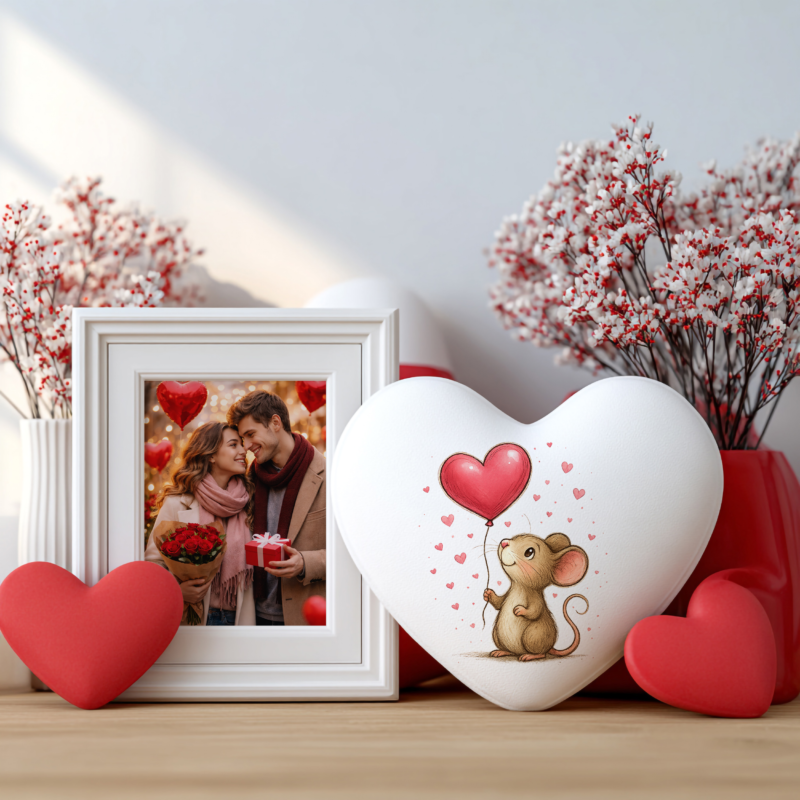 Egérke lufival szív párna