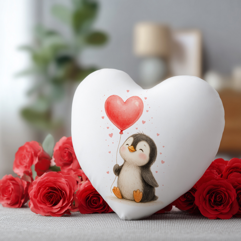 Pingvin lufival szív párna