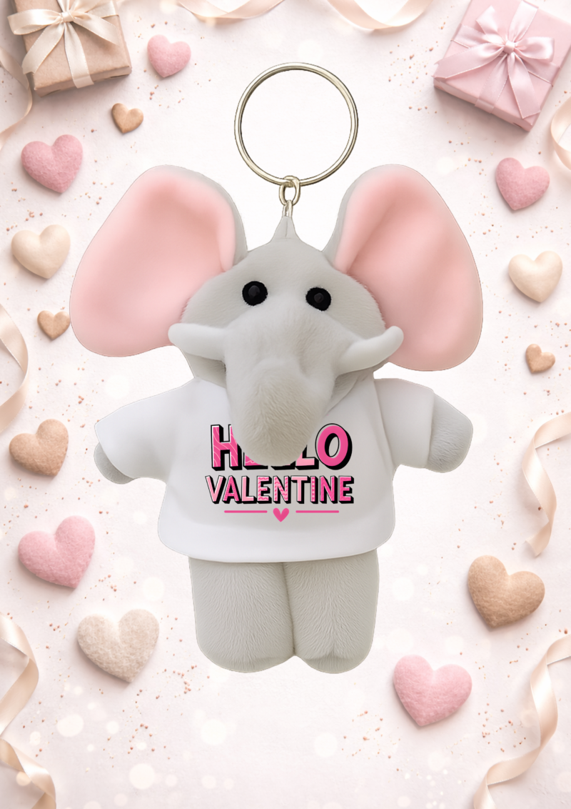 Hello Valentine plüss elefánt kulcstartó