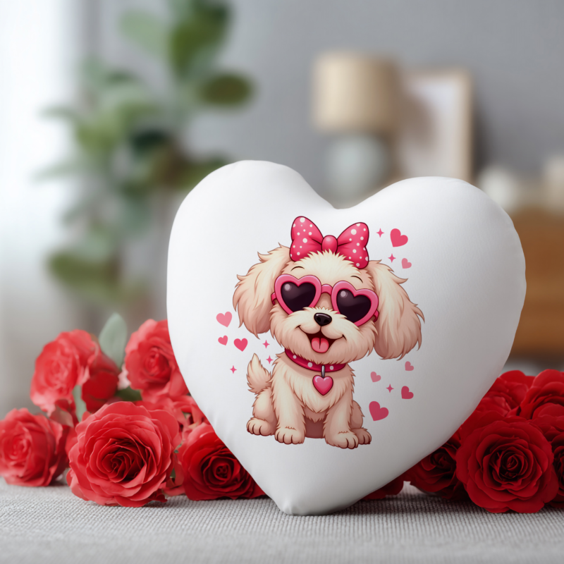 Máltai selyemkutya szív párna