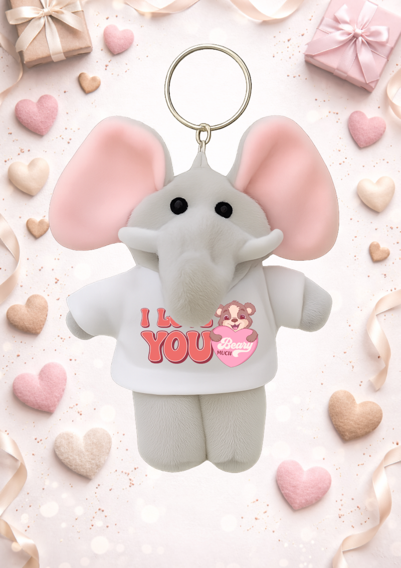 I love you plüss elefánt kulcstartó
