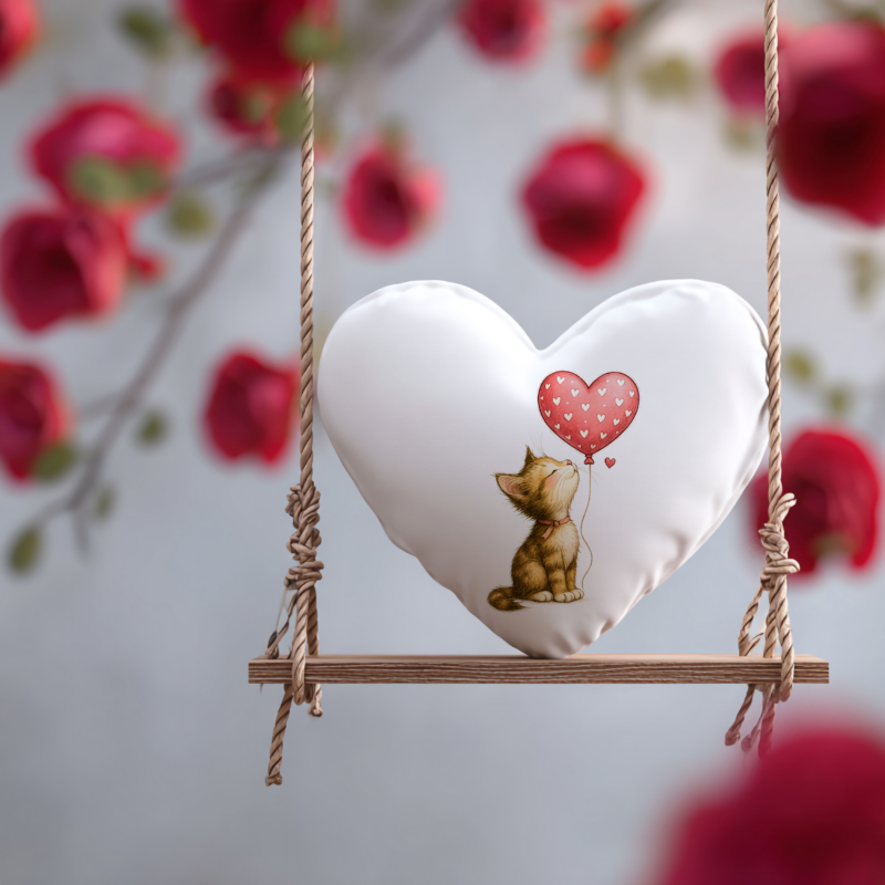 Cica lufival szív párna