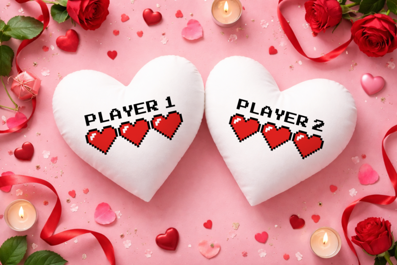 Player 1, Player 2 páros szív párna