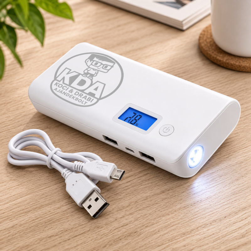 Egyedi gravírozott powerbank digitális kijelzővel – 10 000 mAh