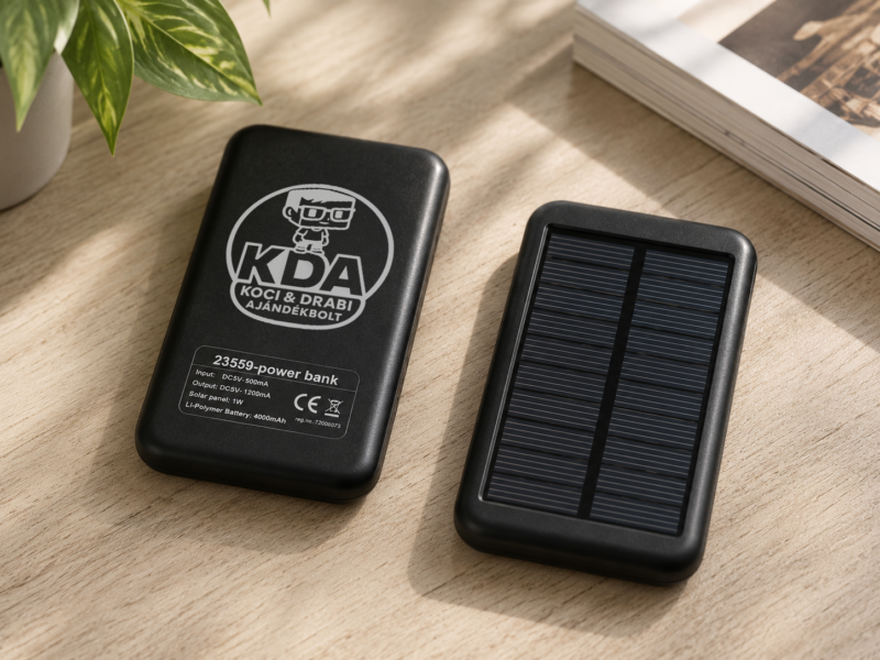 Egyedi gravírozott fém napelemes powerbank – 4000 mAh
